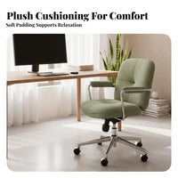 Height Adjustable Upholstered Swivel Armchair Modern Aesthetic Upholstered Computer Seat Soft Padding Desk Chair Ergonomic Design for Gamers, Students, Adults, Study Room, Bedroom, Dressing Table