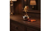 Jar with   Figurine Silver-Toned Jar with Lid Decorative Canister for Living Room