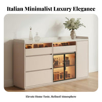 Lighted Display Credenza Heat-Resistant Top Sideboard Modern & Aesthetic Buffet Cabinet for Home Dwellers, Interior Decorators, Kitchen, Dining Room