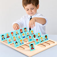 Basswood Memory Matching Game Illustrated Character Faces Guess Who Game Instruction Booklet Parent-Child for Children 36 Months and up, Family Play