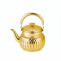 Polished Finish Stainless Steel Tea Kettle Faceted Design Stovetop Kettle Embossed Pattern Kitchenware Arched Handle for Boiling Water