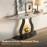 Light Luxury design Arched Base Console Minimalist Design Curved Base Table Slim silhouette Home Furniture Multi-Functional for Interior Designers, Apartment Dwellers, Entryway, Hallway, Living Room, Behind Couch