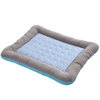 Summer Dog Cooling Mat with Raised Edge Foam Cat Cooling Bed with Padded Border Ice Silk Pet Bed with Raised Edge Easy to Clean for Pets, Floor, Apartment