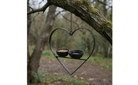 Chain Hung Double Bowl Bird Feeder Hook Top Outdoor Decor Decorative