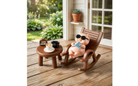 6 Pieces Whimsical Resin Pig Statue with Table Cute Pig Figurine with Rocking Chair Small Piggy Resin Art Ornament Decorative for Collectors