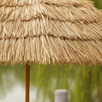 Parasol with Faux Straw Canopy Waterproof Thatched Tiki Umbrella Tropical Thatch Parasol for Garden, Courtyard, Cafe Terrace