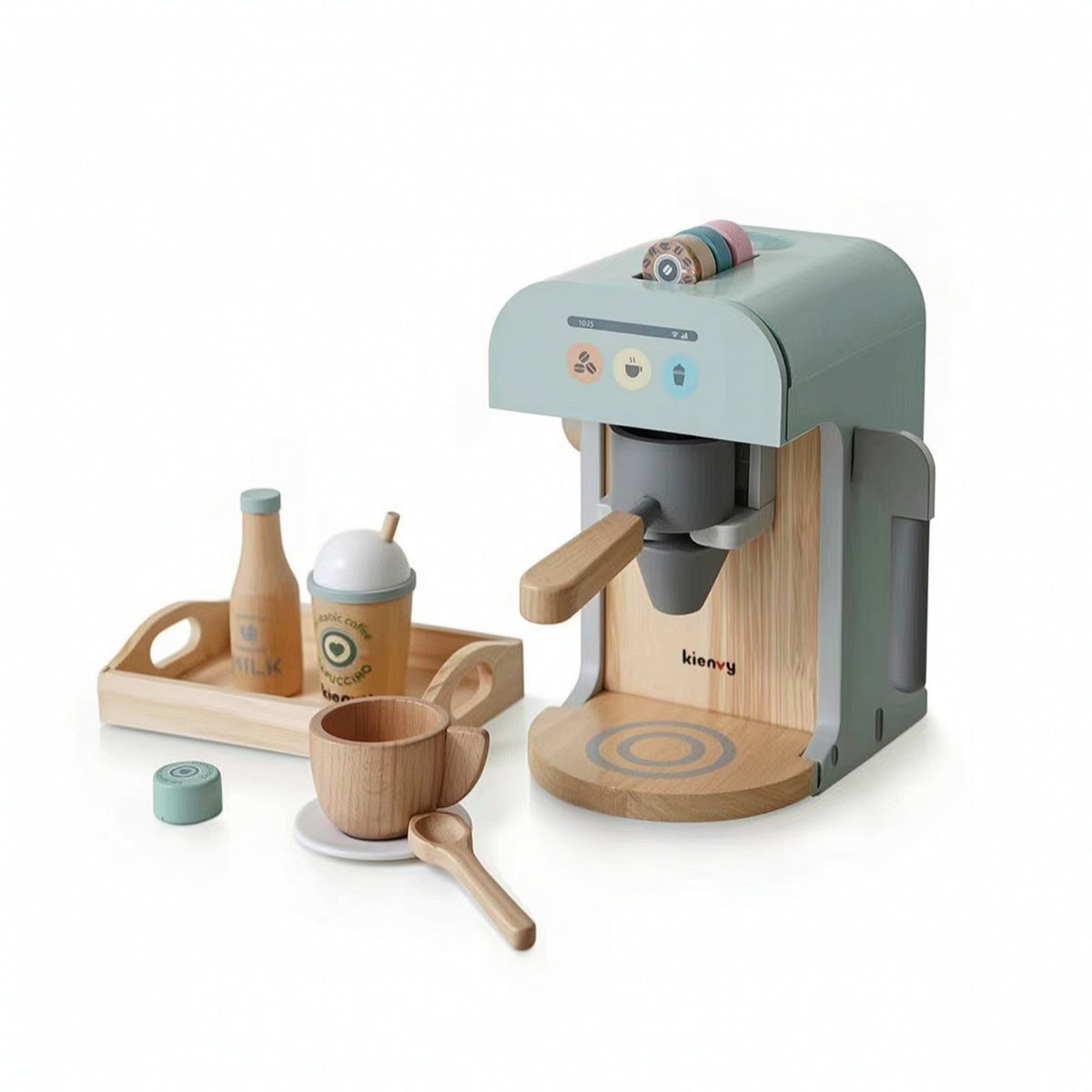 Wooden Coffee Machine Toy Safe Wooden Coffee Maker Toy Pastel for Nursery, Kids