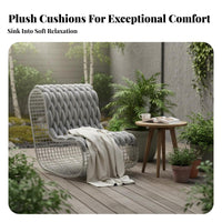 Nordic Design Wicker Lounge Chair Woven Frame Patio Seating Group Weather-Resistant Outdoor Furniture Modern design for Hotel Managers, residents, partners, Garden, Balcony, Courtyard, posterioryard