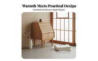 Nordic Design Rattan Drawer Nightstand Woven Panel Design Wicker Front End Table Japanese Aesthetic Bedroom Furniture Minimalist Look for Guesthouse Owners, Homeowners, Adults, Hotel, Apartment