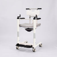 Manual Patient Lift Caster Wheels Hand-Crank Patient Lifter Metal Frame Wheeled Transfer Chair for Caregivers, Elderly