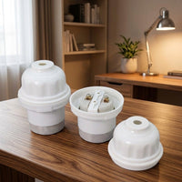Ceiling Light Fitting for Reliable Garage Lighting, Ceramic Porcelain E27 Lamp Holder with Screw Base, Heat Resistant Bulb Holder, E27 Lamp DIY