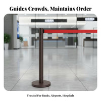 Weighted Base Retractable Belt Stanchion Heavy Duty Stainless Steel Stanchion 4-Way Connection Retractable Belt Barrier for Event Organizers, Security Personnel, Business Owners, Airports, Events, Exhibitions, Hotels