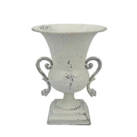Farmhouse Iron Vase Weathered Metal Planter Decorative Distressed Planter Aged for Decorators, Tabletop, Garden