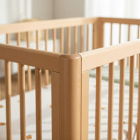 Beech Crib Multifunction Wooden Baby Crib Movable Baby Bed Solid Wood Non Finish for Newborns, Nursery, Bedroom