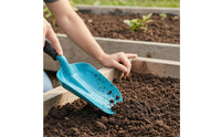 Turquoise-Blue Garden Hand Shovel Black Handle Anti-Slip Garden Shovel Rounded Rim Soil Scoop Trowel Handheld
