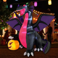 Inflatable Dragon with Pumpkin Lighted Inflatable Dragon Outdoor Yard Decoration for Homeowners, Lawn