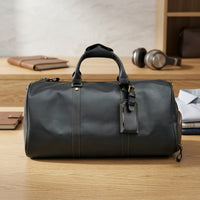 Leather Duffel Bag Sturdy Travel Duffel Bag Luggage Structured Cylindrical for Travelers, Weekend Getaways, Business Trips