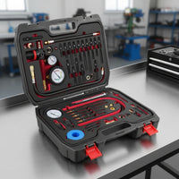Engine Pressure Test Kit Professional Pressure Gauge Kit Portable Tester with Hose and Adapters for Mechanics, Home Mechanics, Auto Repair Shop