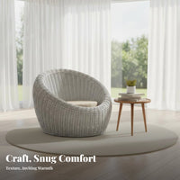3 Pieces Hand-Woven Spherical Wicker Chair Set Natural Aesthetic Indoor Furniture Bohemian design Lounge Seating Sturdy Construction for Homeowners, Interior Designers, Adults, Living Room, Bedroom, Sunroom, Balcony