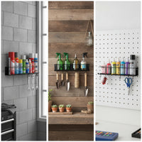 Compact Spray Can Holder with Mounting Screws Powder-Coated Spray Paint Storage Rack Multipurpose Pneumatic Tool Holder Rustproof for Garage, Utility Room