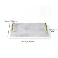 Marble Tray with Handles Rectangular Stone Tray with Gold Handles Multipurpose Modern for Dresser, Bathroom Counter