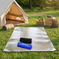 Picnic Blanket and Camping Mat for Family, 3mm Aluminum Film EVA Sleeping Mat, Waterproof Outdoor Mat and Beach Blanket