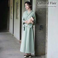 Chinese Tunic Top for Women with Three Quarter Sleeve and Traditional Piping Detail, Oriental Style Clothing for Tea Ceremony and Meditation Wear