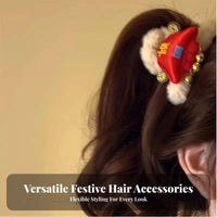 Chinese Lion Dance Hair Claw Jingling Bells New Year Bell Hair Clip Cute Design Festive Bun Holder for Women, Children, Festivals, Parties, Daily Wear