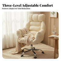 Reclining Backrest Upholstered Armchair with Footrest Luxuriously Cushioned Cushioning Upholstered Recliner with Footrest Padded Cushion Lounge Chair Ergonomic for Home Inactiveice Workers, Students, Young Adults, Bedroom, Dorm Room, Leisure Time