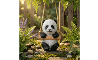 Animal Swing Ornament Jute Rope Hanging Animal Decor Swing Seat Decor Painted Cute Hanging Sculpture Outdoor Use for Yard