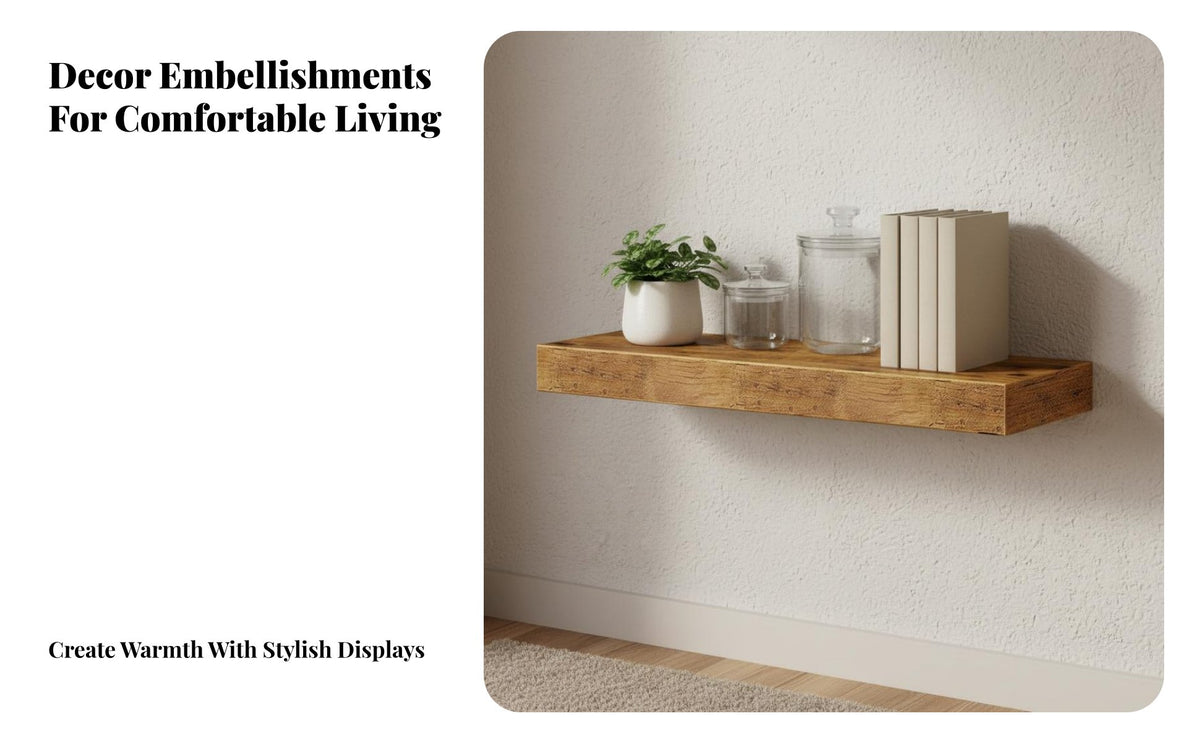 Space-Saving Wall-Mounted Shelf Set Decorative Display Floating Board Easy to Install Organizer Rack Multi-Purpose for Decorators, DIY Enthusiasts, Homeowners, Living Room, Bedroom, Kitchen, Bathroom