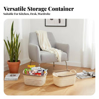 adaptable Faux Rattan basket Woven Design Storage container adaptable Laundry Hamper Portable for Families, households, Students, Playroom, Bedroom, Living Room, Bathroom