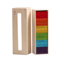 Wooden Stacking Block Toy Smooth Finish Tall Stacking Block Set Fine Motor Skills Storage Box Toy
