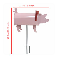 Whimsical Pig Mailbox Outdoor Mailbox with Stake Decorative Metal Yard Art Charming for Gardeners