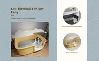 Large Cat Litter Box, Semi-Enclosed, Easy Clean
