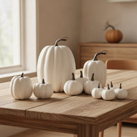 14 Pieces Artificial Pumpkins Reusable Faux Pumpkins Long Faux Pumpkin Set for Mantel Decor