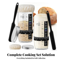 2 Sets 24oz Levain Culture Fermenter Measurement Markings Levain Culture Proofing Jar Food Grade Glass Starter Jar Set for Home Bread Makers