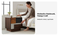 Patchwork Front Cabinet Retro Look Bedside Table Modern aesthetic for Homeowners