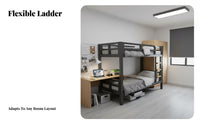 Metal Bunk Bed Frame Space Saving Metal Bunk Bed Stable Structure for Students, Teenagers, Dormitory, Dorm Room, Small Apartment