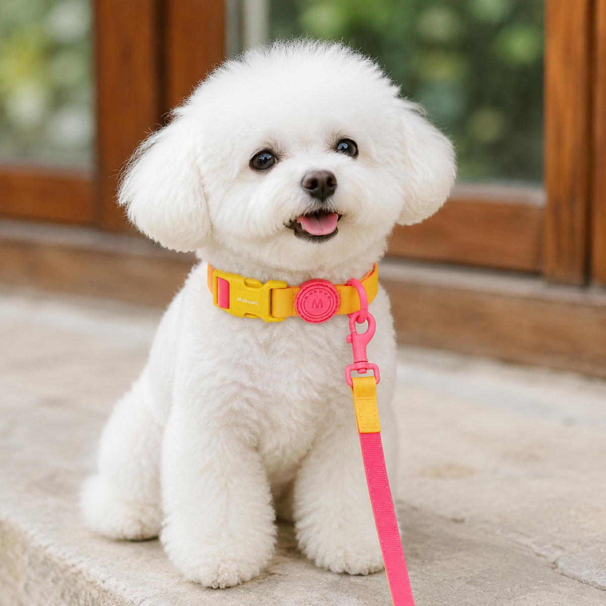 Dog Leash Night Walk Large Dog 1.5m Waterproof Polyester Lemon Yellow Snap Closure