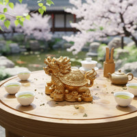 Auspicious Symbol Color Changing Dragon Turtle Artisan-Crafted Color Changing Tea Pet Dragon Turtle Figurine for Collectors, Home Decor, Office Desk