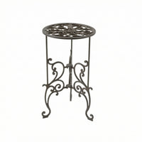 Wrought Iron Plant Stand Vintage Flower Pot Pedestal Compact for Patio, Balcony
