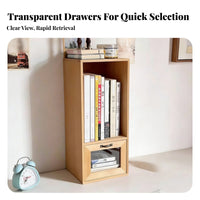 Vertical Book Rack with Drawer Multi-Functional Desktop Organizer for Study Room