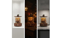 Music Box with Display Cover Wooden Miniature Music Box Small-Scale Decor for Hobbyists, Crafters, Bookshelf, Study Room