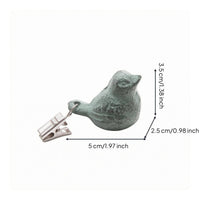 4 Pieces Clip-Attached Bird Ornament Hand-Finished Cast Iron Ornament Textured