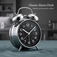 Battery Operated Sweep Second Clock, Loud Alarm Clock for Students, Modern Minimalist Alarm Clock, Loud Metal Alarm Clock for Heavy Sleepers