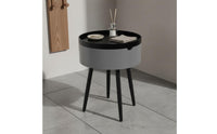 Round Nightstand with Drawer Light Elegant Design Walnut Color Bedside Table Space Saving Modern End Table for Bedroom, Living Room, Small Areas