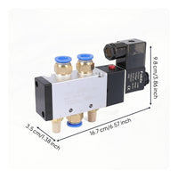2-Position 5-Way Solenoid Valve 24V DC Pneumatic Solenoid Valve Aluminum Alloy Threaded for Technicians, Automation Systems