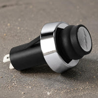 Chrome Bezel Push-Button Ignition Switch Silver Textured Face Panel Mount Ignition Switch Bolt Symbol Round Starter Button Black Body