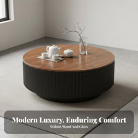 Light Luxury Design Nesting Coffee Table Set Rounded Edges Round Nesting Stands with Storage Versatile Combination Living Room Furniture Vintage Design for Homeowners, Interior Decorators, Apartment Dwellers, Lounge Area, Home, Bedroom